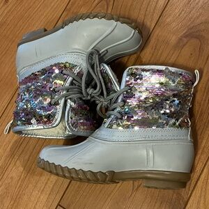 EUC little girl sequins sparkly winter snow boot size 12